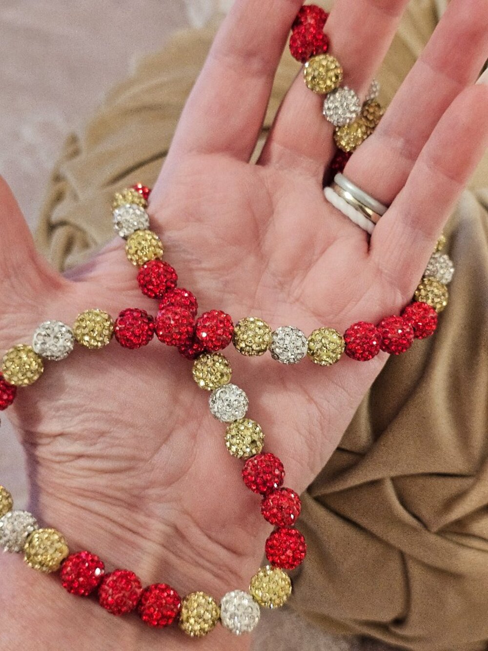 Versatile Red Gold White Convertible Strand – Long Necklace & Multi-Wrap Bracele